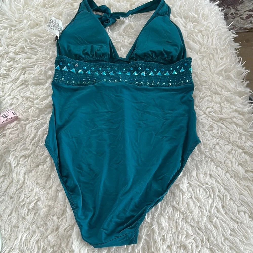 DKNY Teal One-Piece Swimsuit - Picture 5 of 12